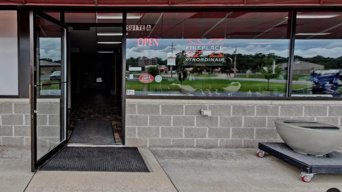 The front door of the SnowBelt Fireplace & Stove showroom on Wildwood Drive in Stevens Point (Google virtual tour)